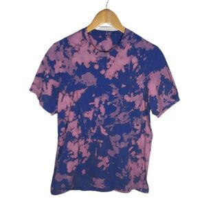 Upcycled Bleached Tie Dye Pink Blue T-Shirt Sz Medium